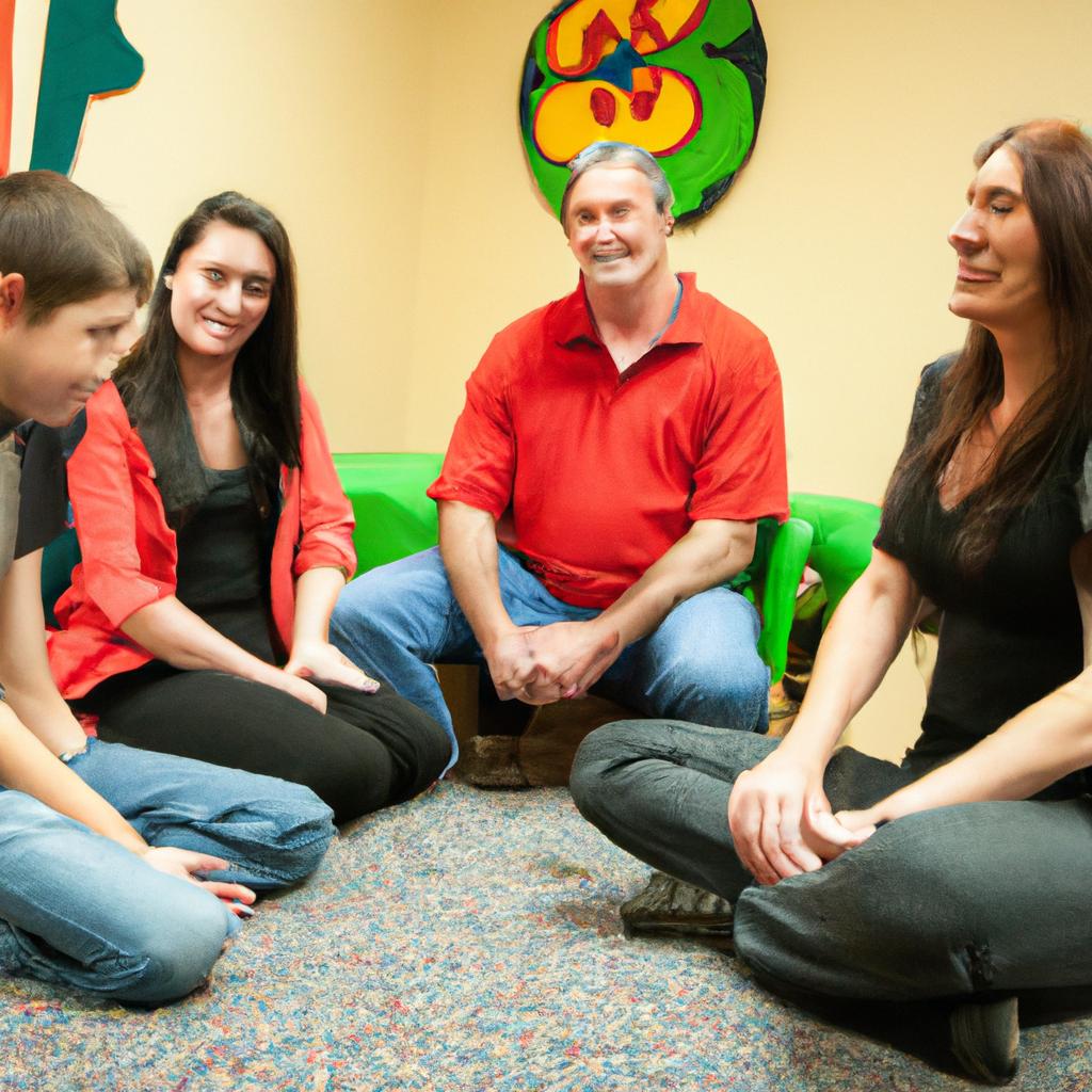 A family at Abraxas Youth and Family Services engaging in therapy to strengthen their relationships.