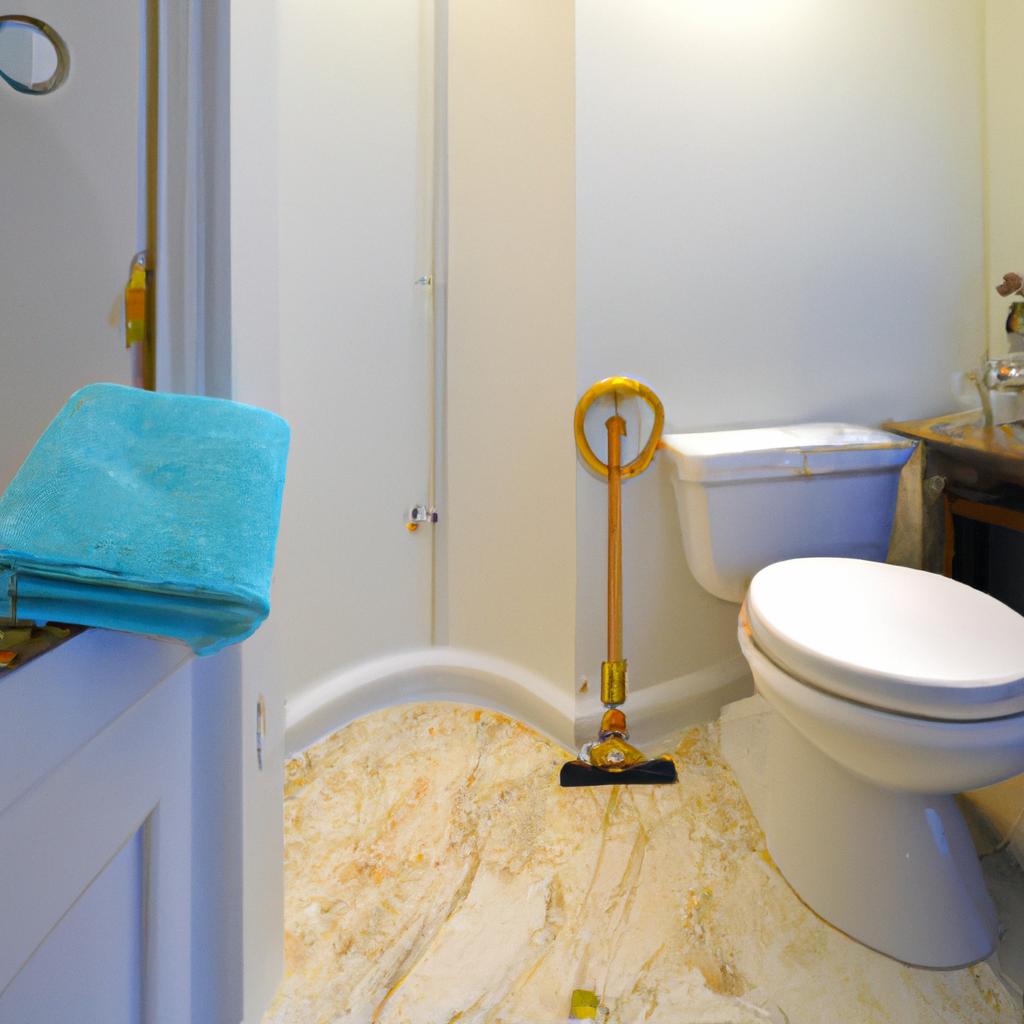 A house maid scrubs and disinfects bathroom fixtures for a fresh and rejuvenating space.