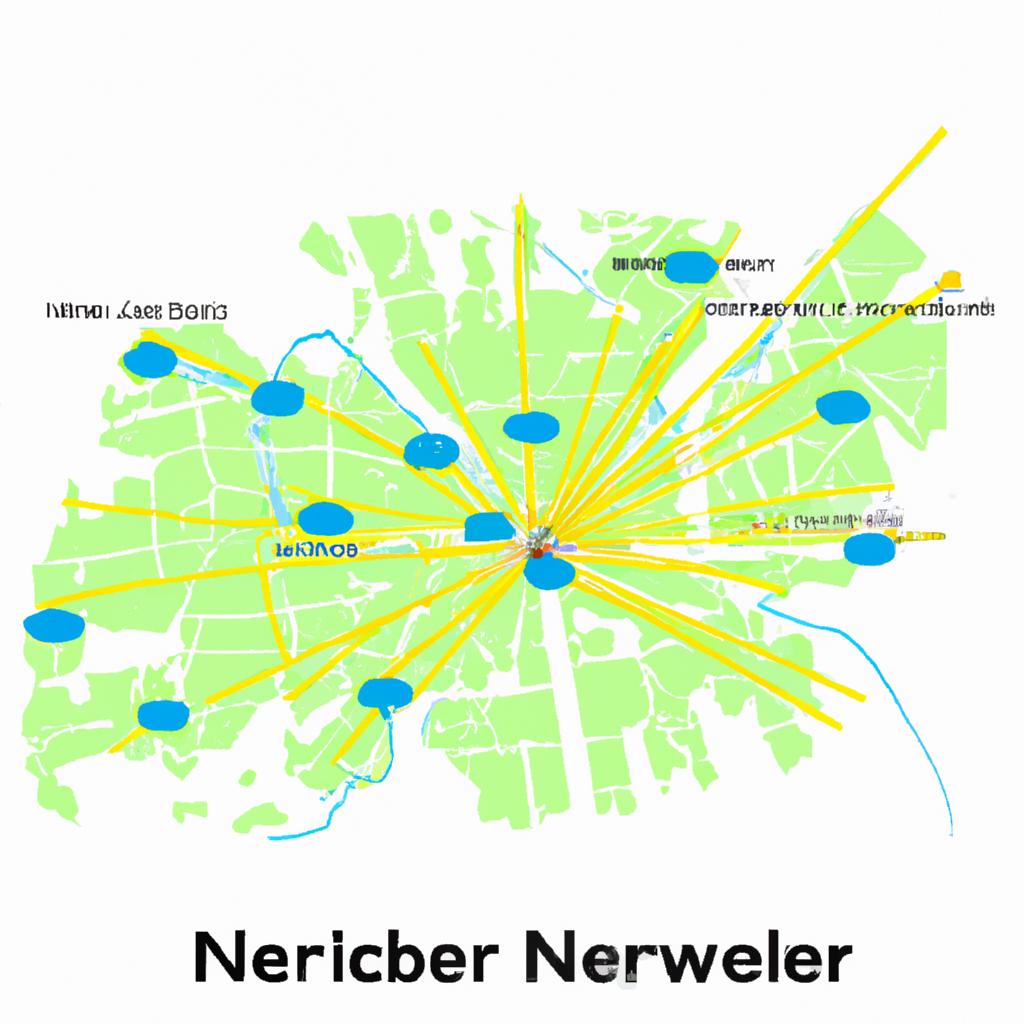 A visual representation of internet provider coverage areas in a city.