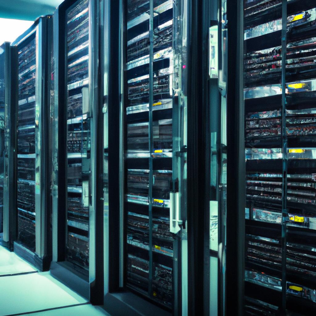 Racks of powerful servers in a server room, showcasing the infrastructure of top cloud hosting providers.