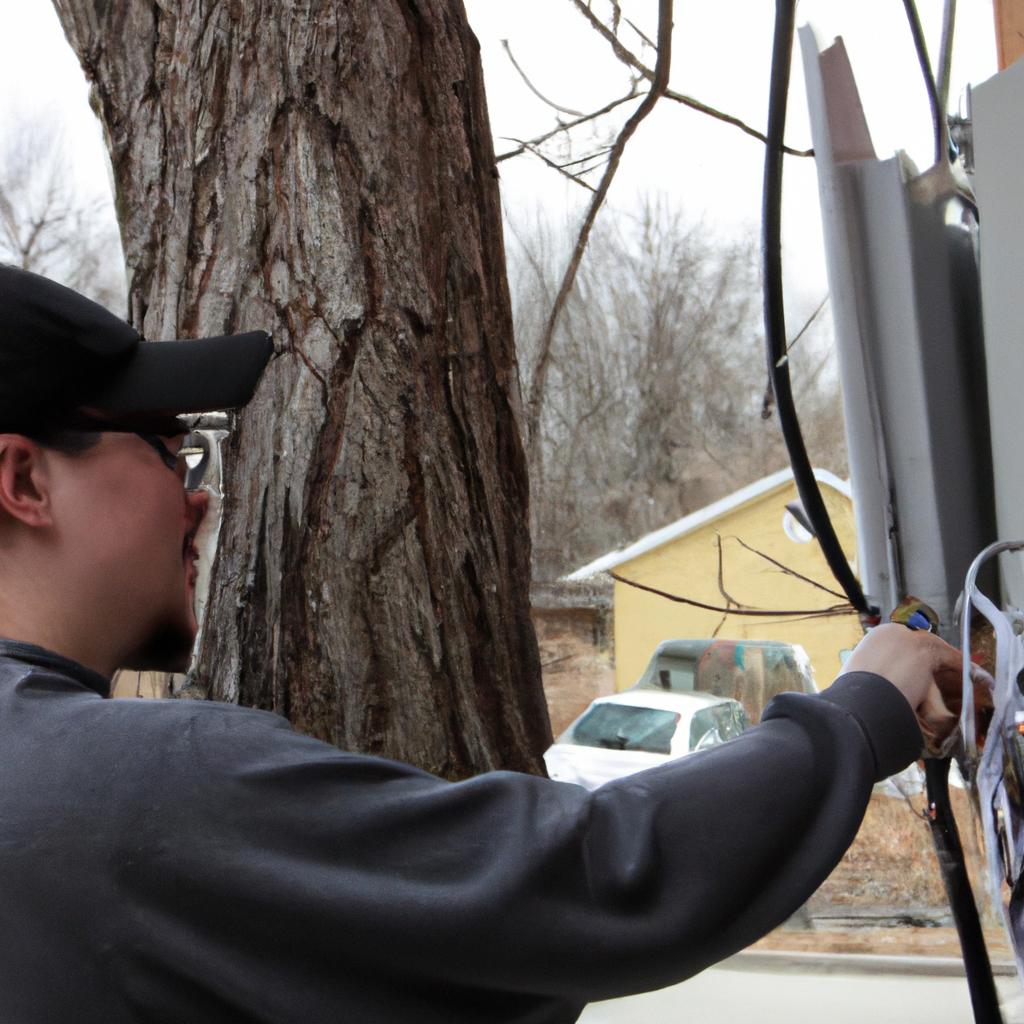 A technician ensuring fast and reliable internet installation in Bloomington, IL.